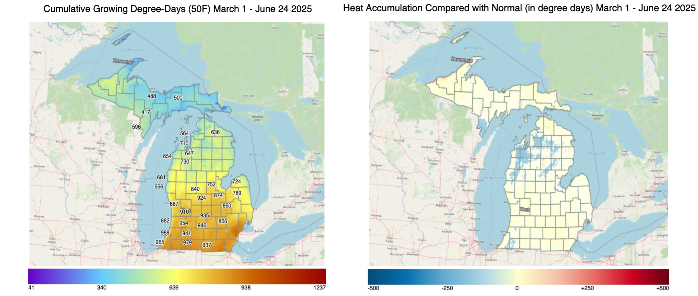 Michigan accumulated growing degree day summary.